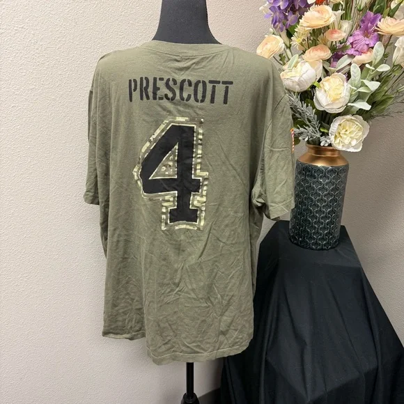 Nike Cowboys Salute to Service Prescott #4 Tee 3XL Military Green NFL - Picture 3 of 6